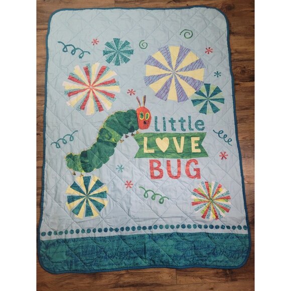Crib Quilt Blanket Eric Carle Very Hungry Caterpillar Colorful Playroom 58X42” - Picture 1 of 11